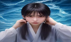 一位研究者在书桌前翻阅日本动画史相关资料，专注认真的学术研究氛围